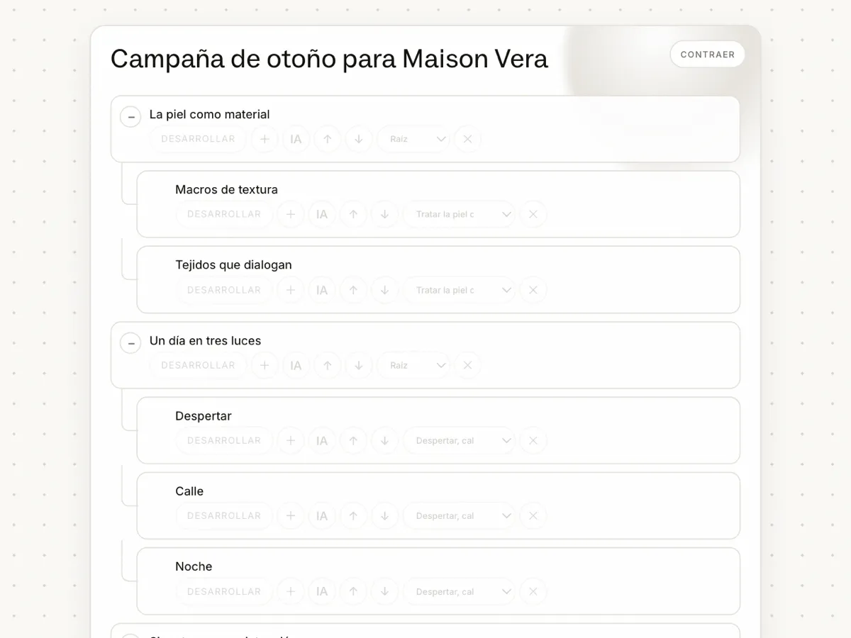 Una lluvia de ideas con ramas sobre una campaña de otoño